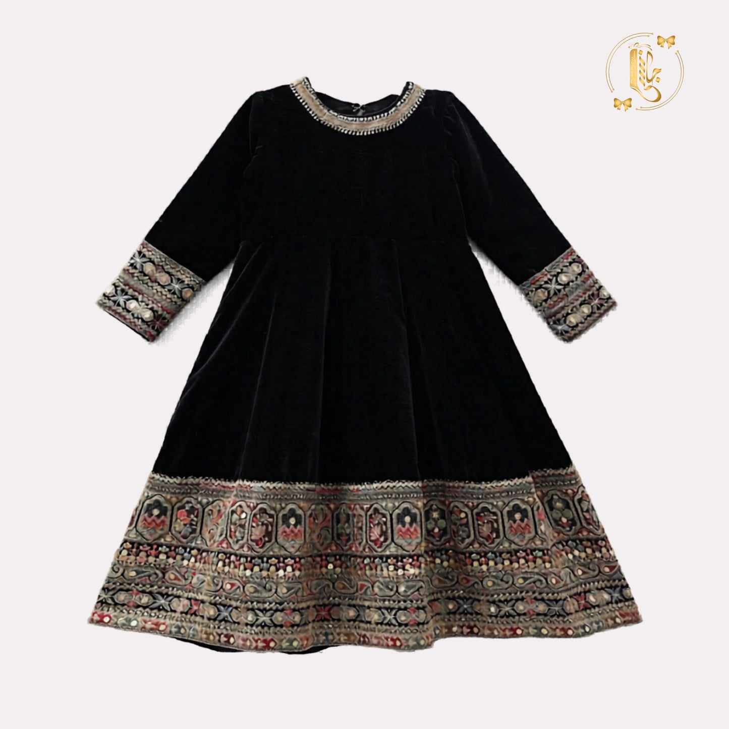 Midnight Ethnic Embroidered Dress