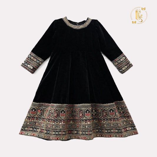 Midnight Ethnic Embroidered Dress