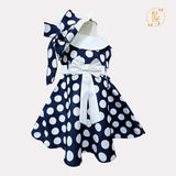 Orange polka dot girls frock with hat