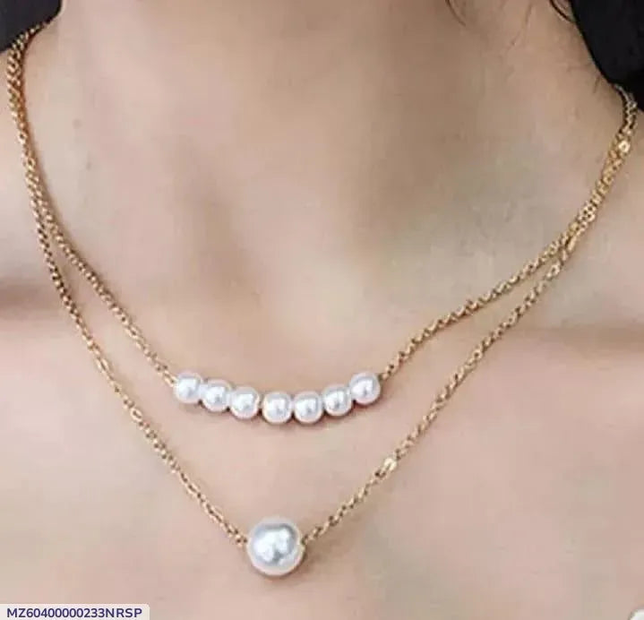 2 Layered Gold Plated Pearl Necklace for Women — shop at JaanCi