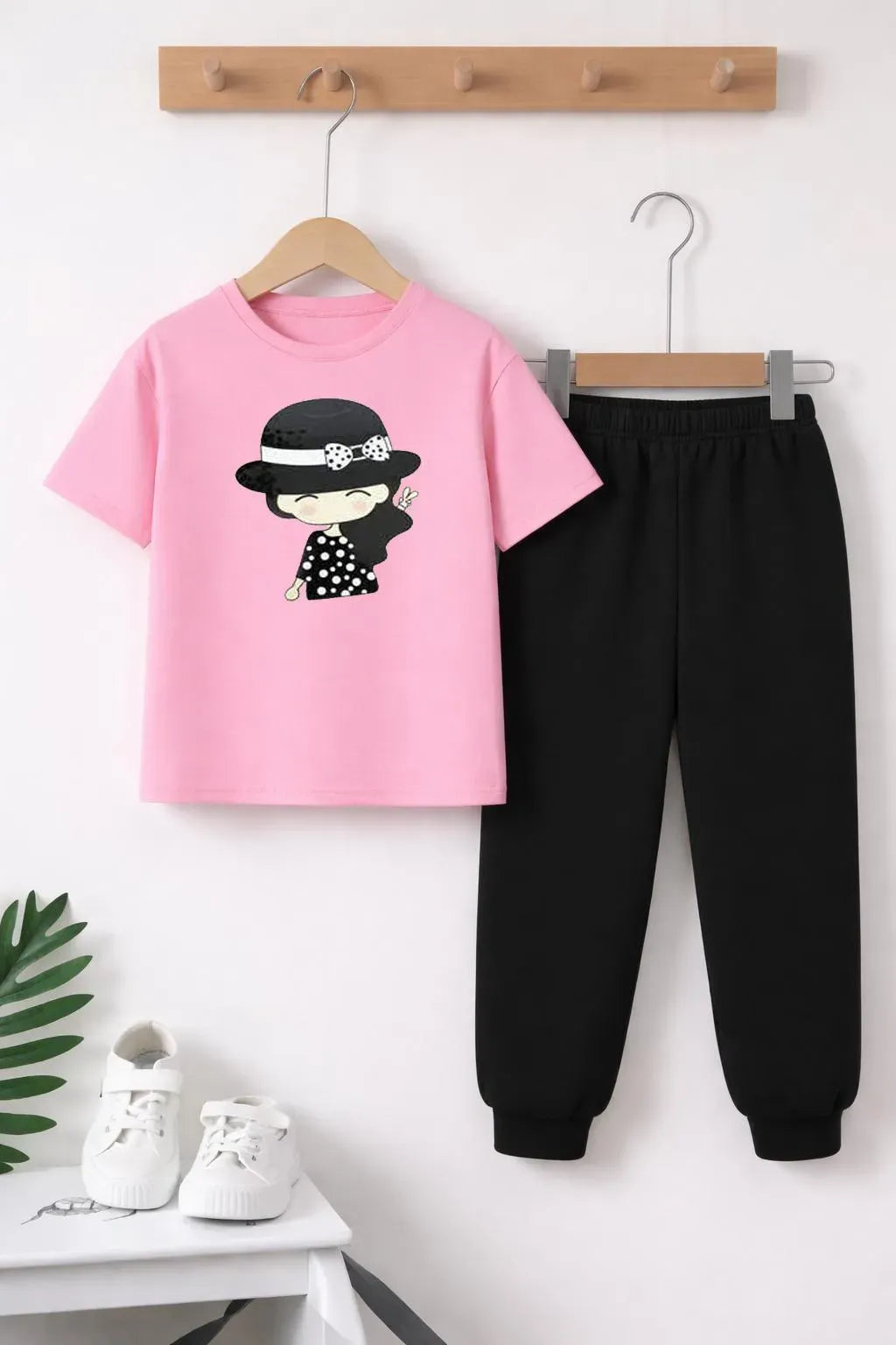 Girls Pink Printed Tracksuit Set for Girls 1-12 Years — JaanCi