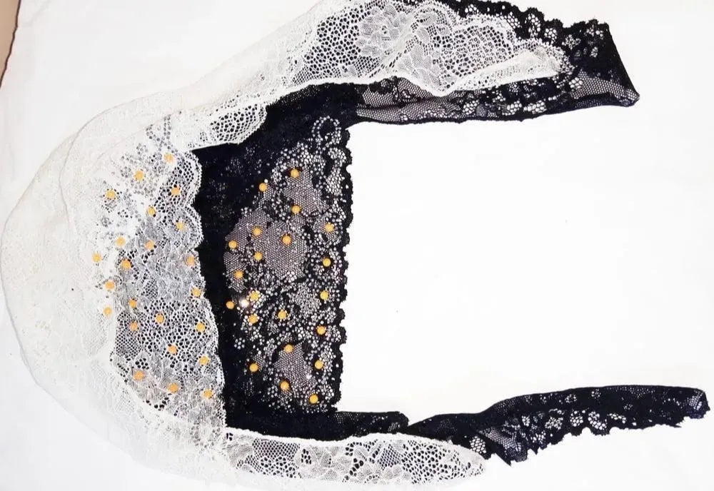 Black & White Rhinestone Net Hijab Caps for Women — JaanCi