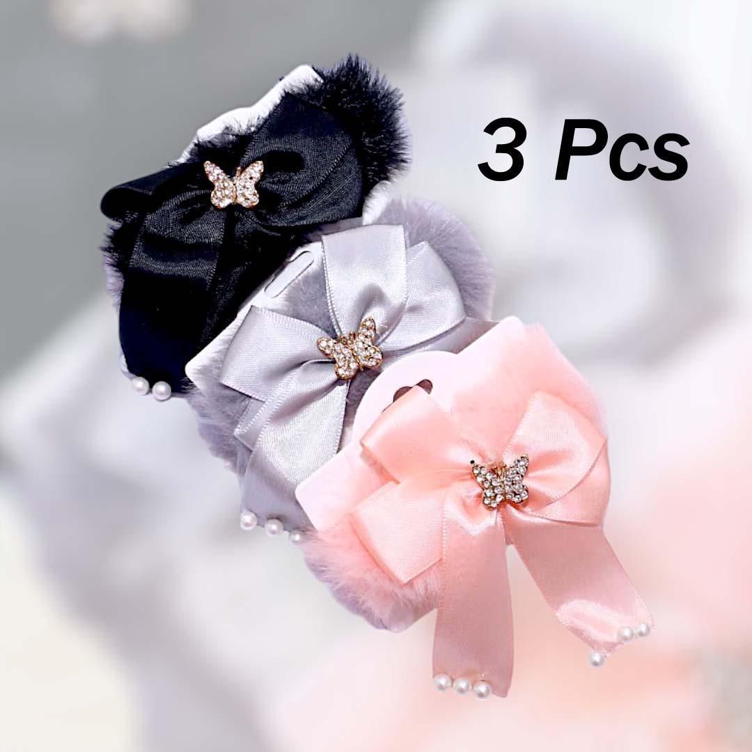 Hair Ponies Set of 3 with Butterfly & Pearl Accents — JaanCi
