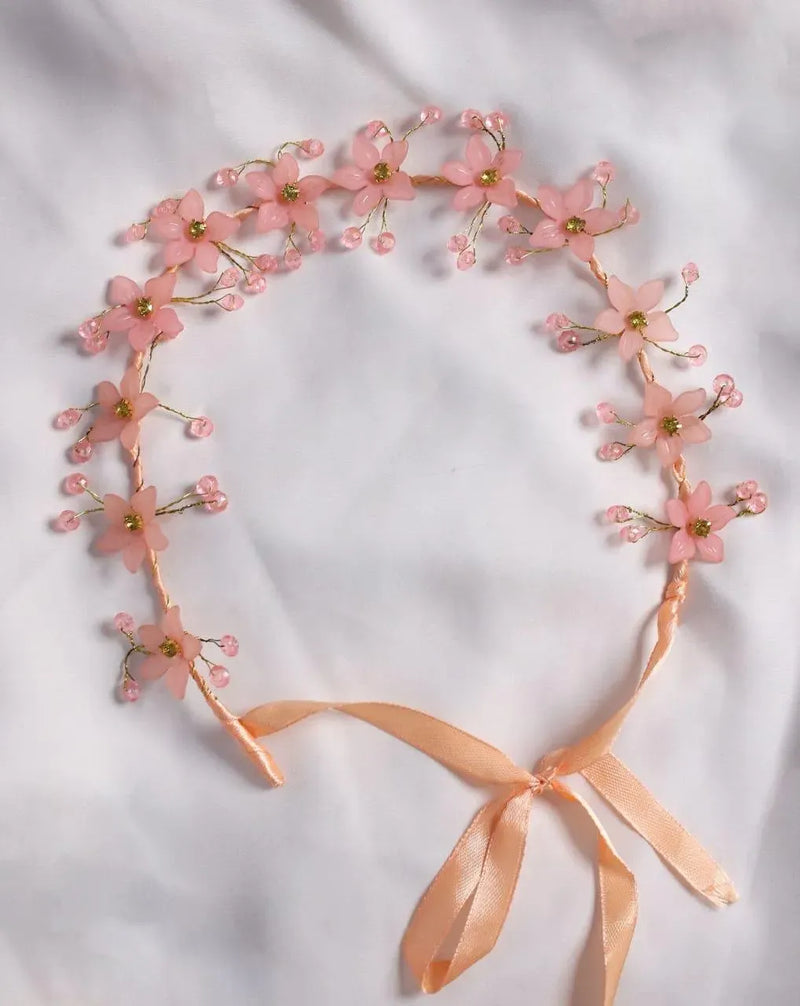 Peach Floral Front Crown Hairband