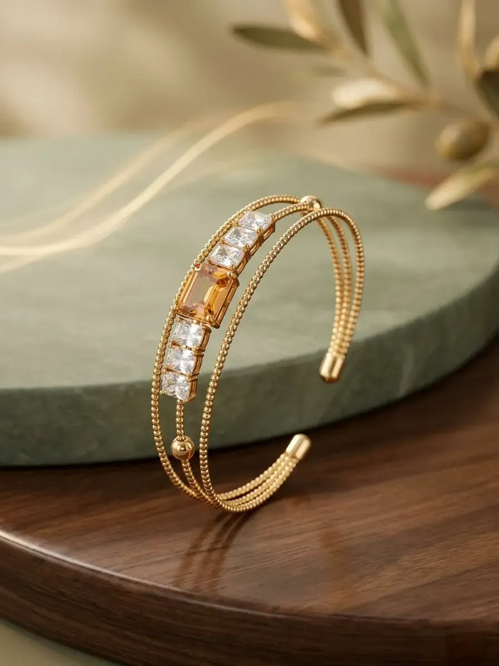1 Pc Modern Design Gold Plated Crystal Kara Bracelet 3 to 10 year girls — shop at JaanCi