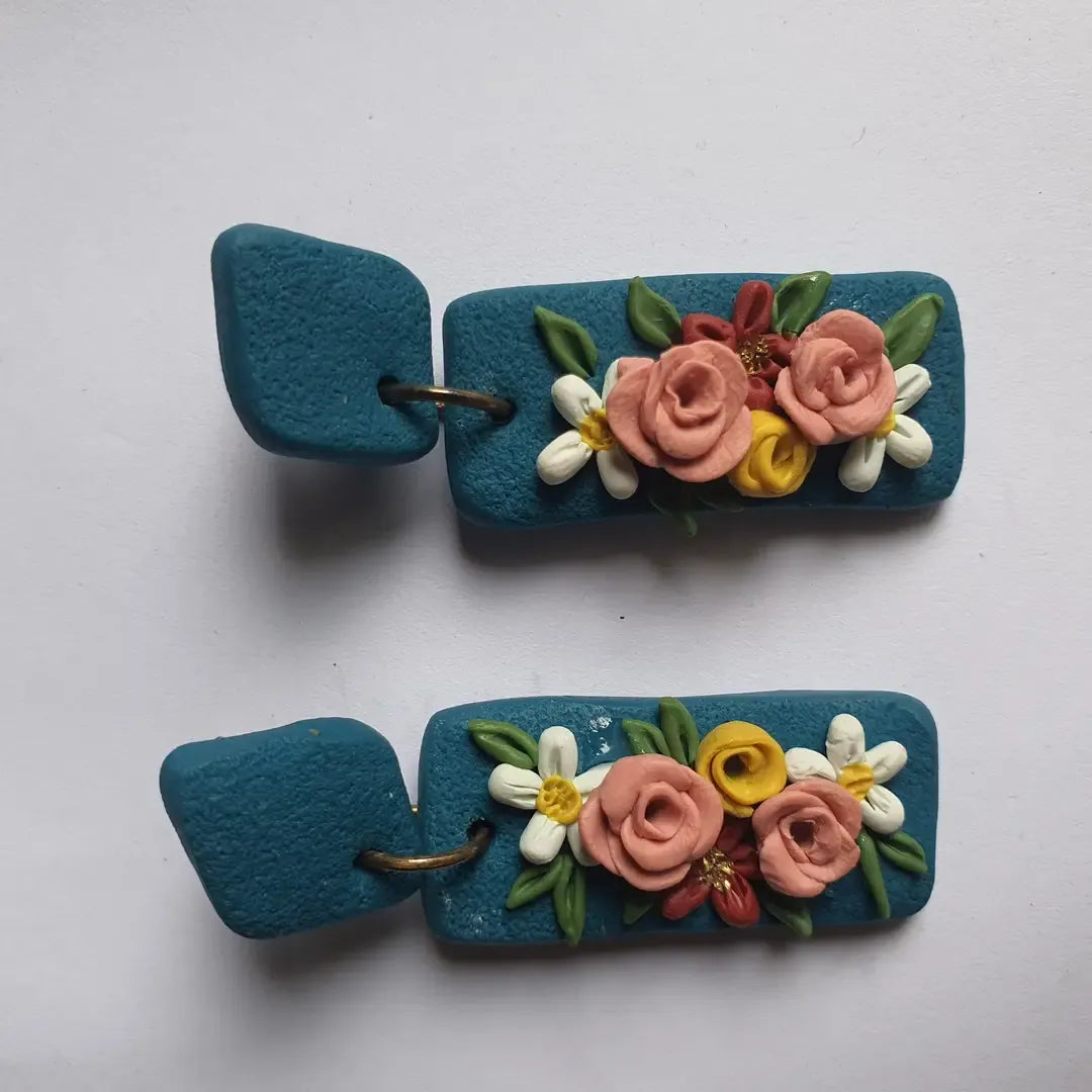Stylish 2 Layered Dangling Earrings with Resin Plating - 2 Pcs in Green — JaanCi