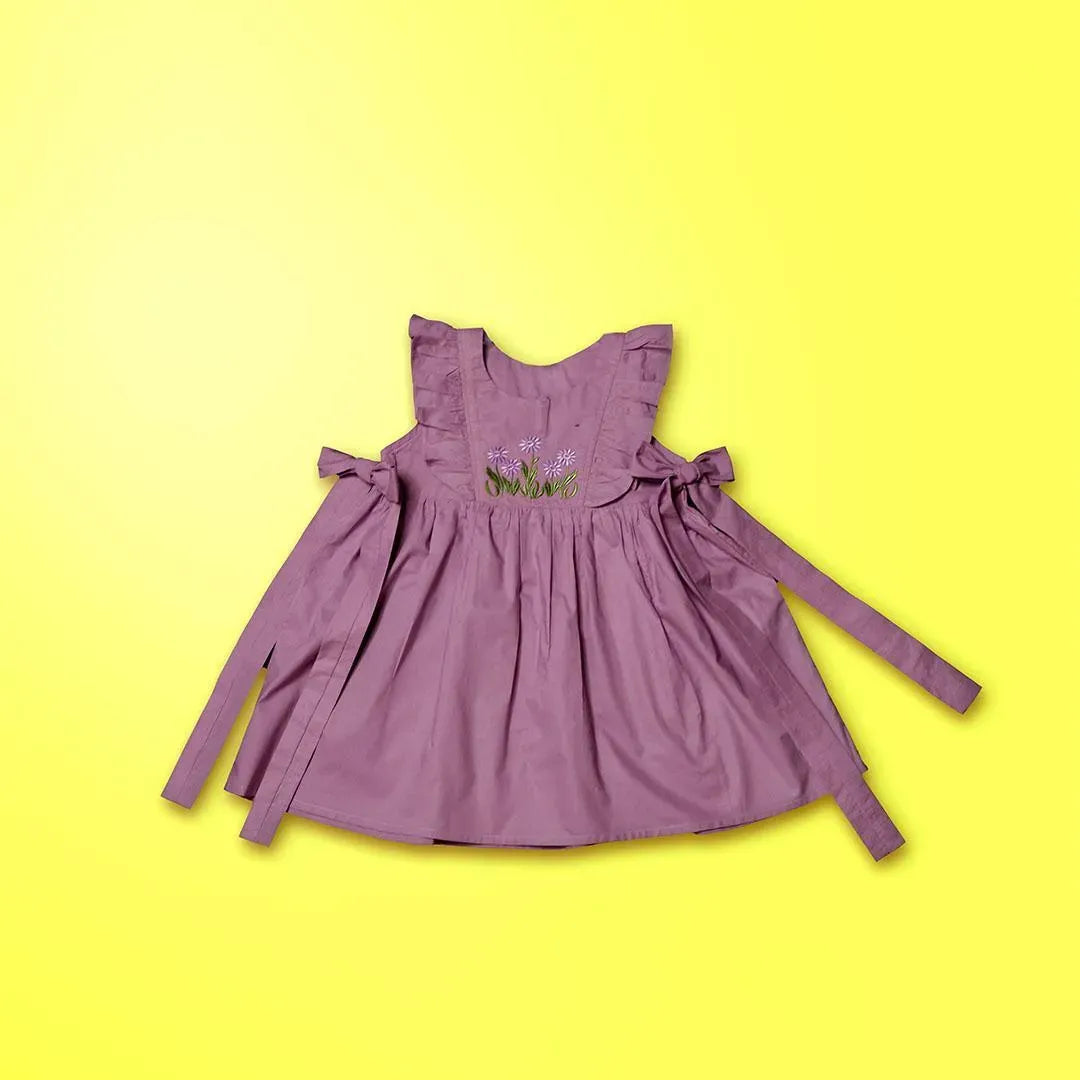 Purple Embroidered Cotton Frock (6M-5Y)