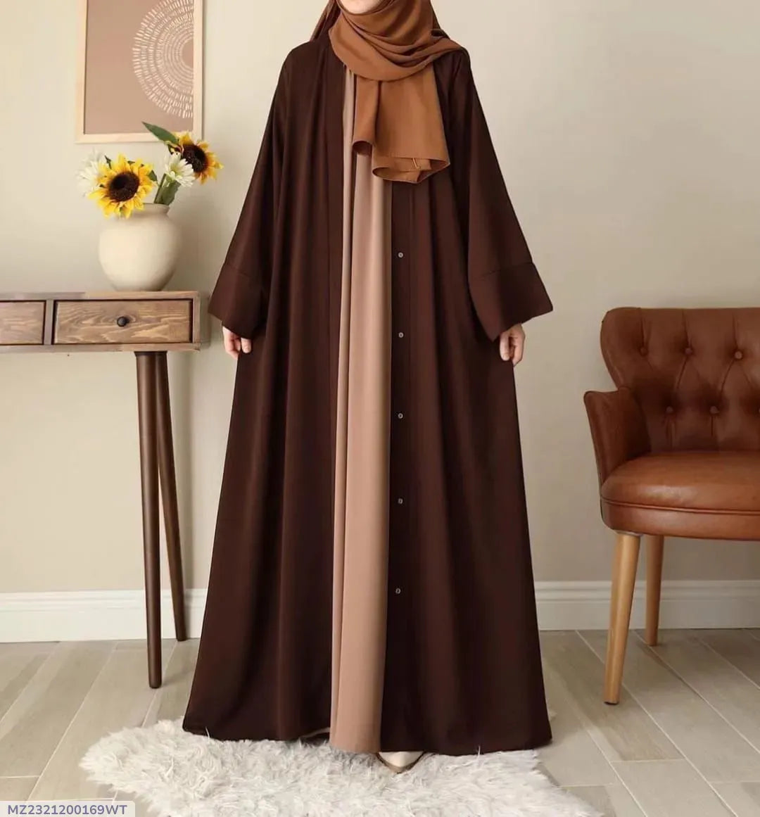Brown China Georgette Abaya 55in with Stoller for Women — JaanCi