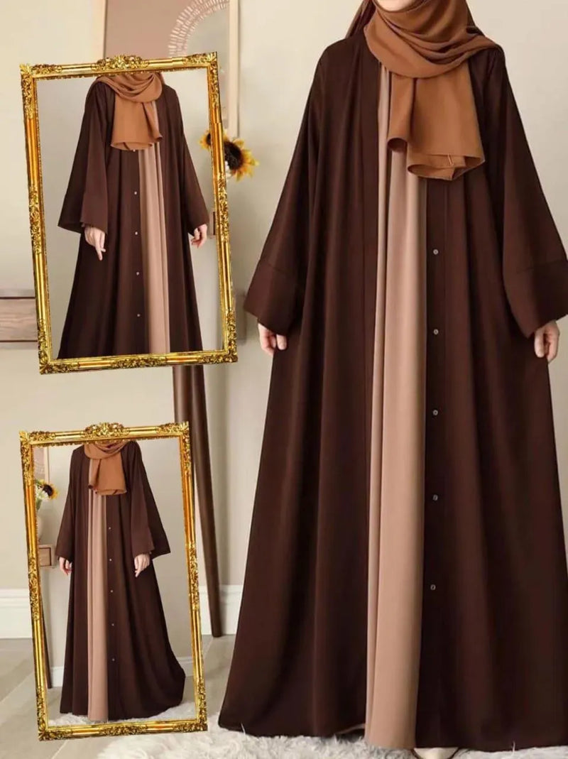 Chocolaty Brown Georgette Abaya with Stoller