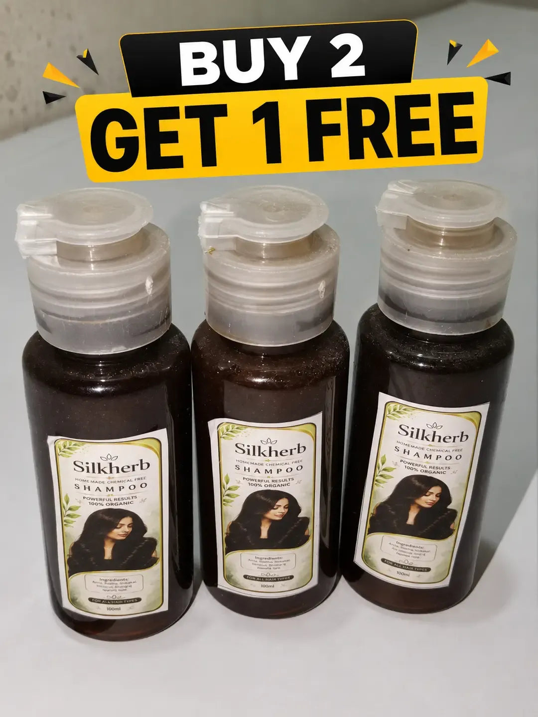 Herbal Hair Shampoo 150ml (3x50ml), Buy 2 Get 1 Free — JaanCi