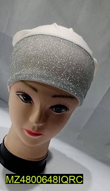 Silver Glitter Hijab Cap