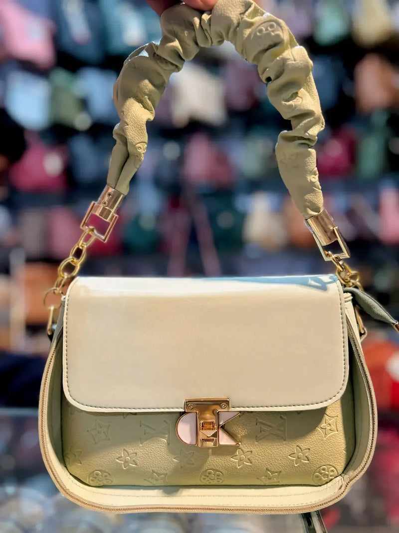 Scrunchie Handle Crossbody Bag with Chain