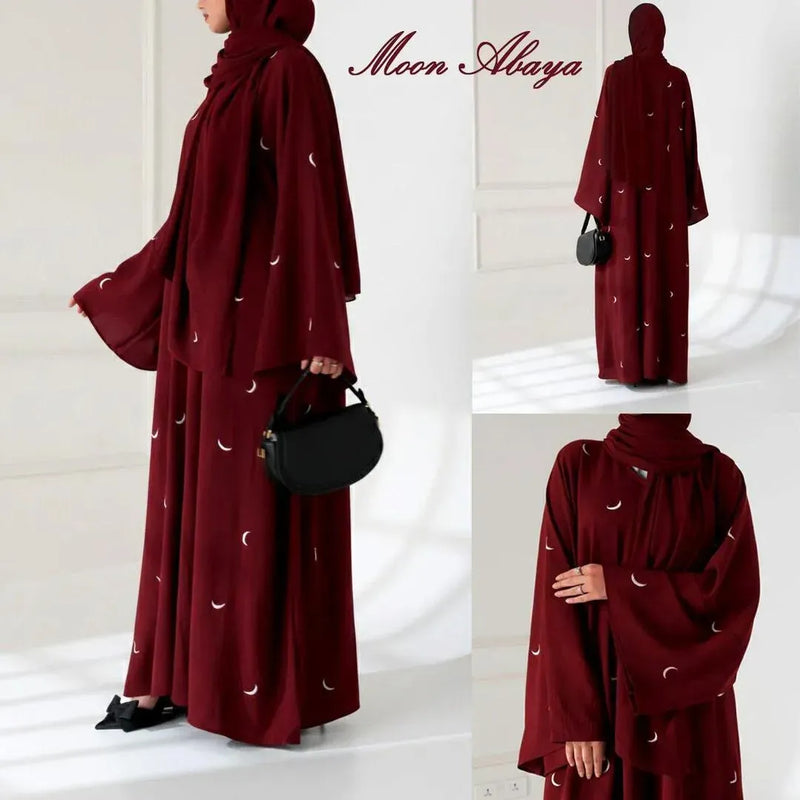 Maroon Georgette Embroidered Abaya